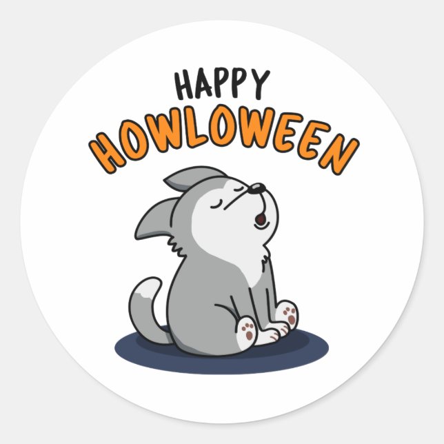 Happy Howloween Funny Dog Pub Runder Aufkleber (Vorderseite)