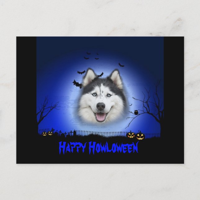 Happy Howloween Husky Postkarte (Vorderseite)