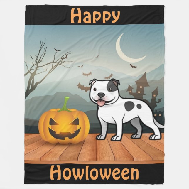 Happy Howloween Staffordshire Bull Terrier Fleecedecke (Vorderseite)