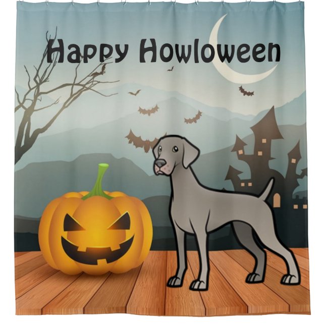 Happy Howloween Weimaraner Duschvorhang (Vorderseite)