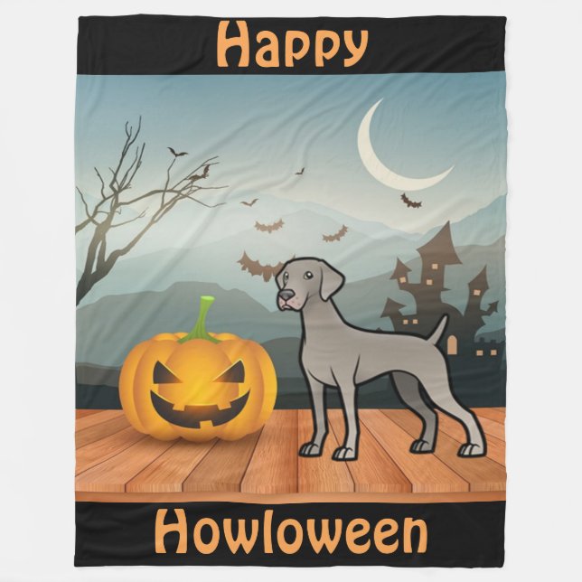 Happy Howloween Weimaraner Fleecedecke (Vorderseite)
