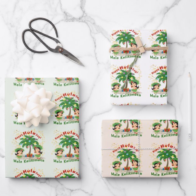 Happy Hula Days 3 Feuilles papier d'enveloppement (Recto)