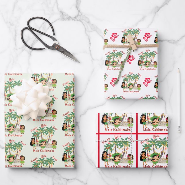 Happy Hula Days Wrapping Paper Sheets Geschenkpapier Set (Vorderseite)