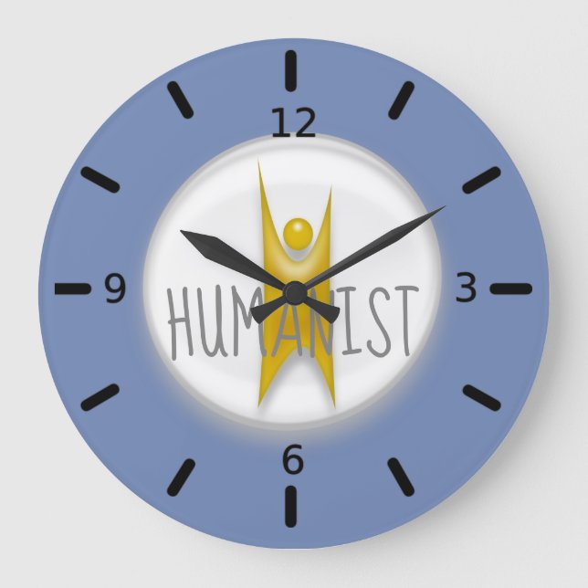 Happy Human Humanist Große Wanduhr (Vorderseite)
