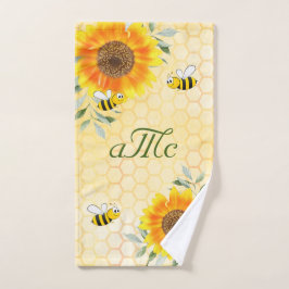 Happy Hummeln Gelbe Sonnenblume Paar monogramm Handtuch