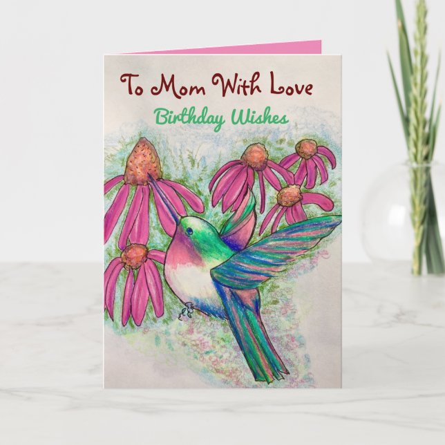 Happy Hummingbird zur Mama mit Liebe Geburtstag Karte (Vorderseite)
