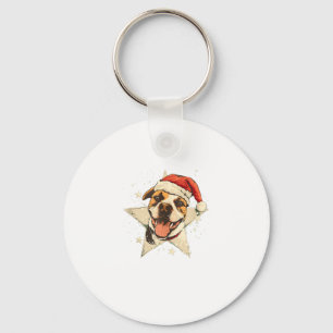 Happy Hund in der festlichen Jahreszeit für Hunde Schlüsselanhänger