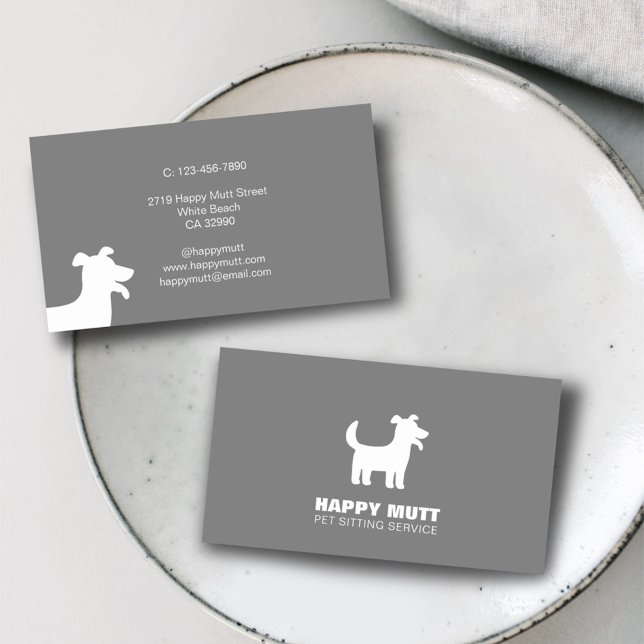 Happy Hund Logo Haustier Sitzen Service Pflege Gra Visitenkarte (Von Creator hochgeladen)