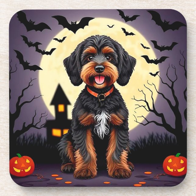 Happy Hund zu Halloween Thema Getränkeuntersetzer (Vorderseite)
