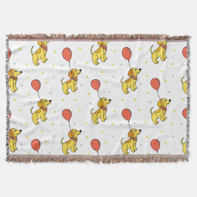 Happy Hunde mit Balloons-Muster Decke (Vorderseite)