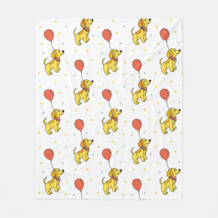 Happy Hunde mit Balloons-Muster Fleecedecke