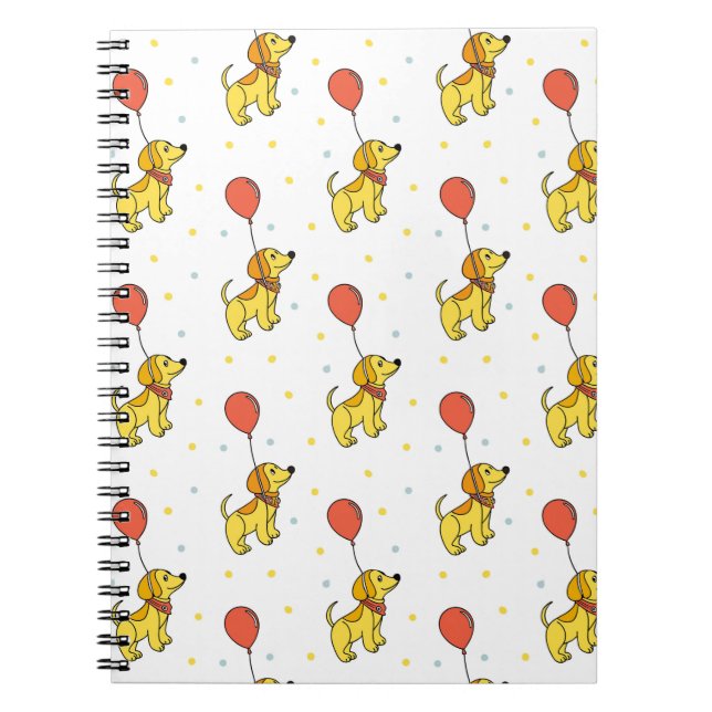 Happy Hunde mit Balloons-Muster Notizblock (Vorderseite)
