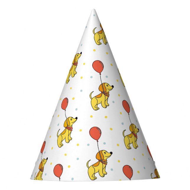 Happy Hunde mit Balloons-Muster Partyhütchen (Vorderseite)