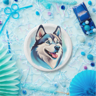 Happy Husky Dog Pet Wham-O Frisbee Pappteller