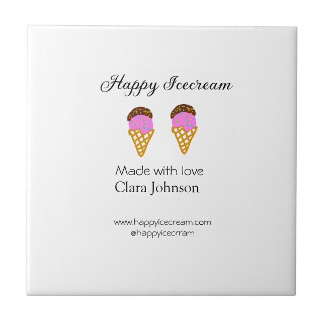 Happy Icecream add name website social media  Fliese (Vorderseite)