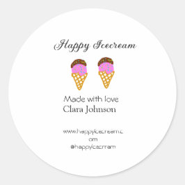 Happy Icecream add name website social media Runder Aufkleber