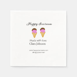 Happy Icecream add name website social media Serviette