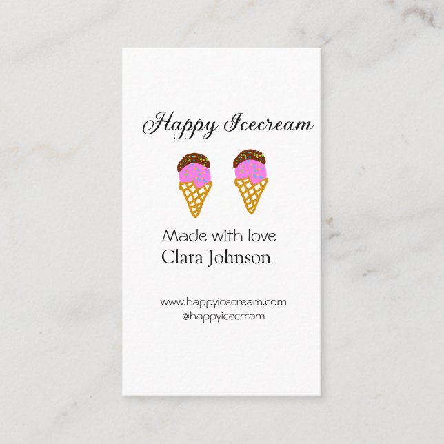 Happy Icecream add name website social media  Visitenkarte (Vorderseite)