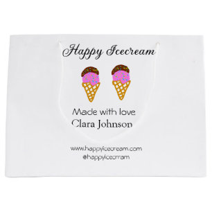 Happy Icecream hinzufügen Namen Website Social Med Große Geschenktüte