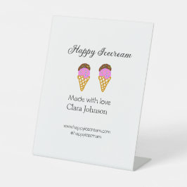 Happy Icecream hinzufügen Namen Website Social Med Sockelschild