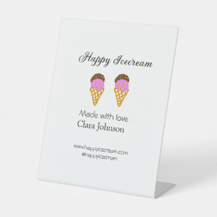 Happy Icecream hinzufügen Namen Website Social Med Sockelschild