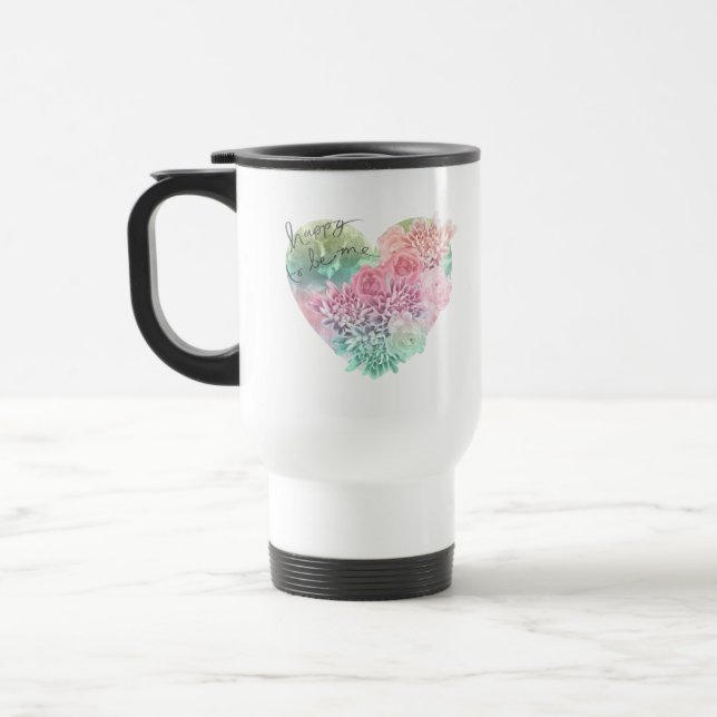 Happy, ich Blumenherz zu sein Reisebecher (Links)