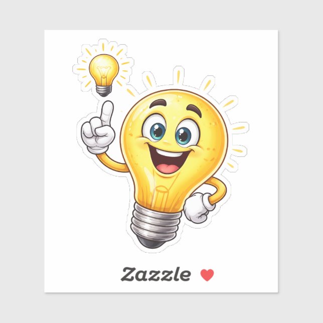 Happy Idea Light Bulb Custom-Cut Vinyl Sticker (Blatt)