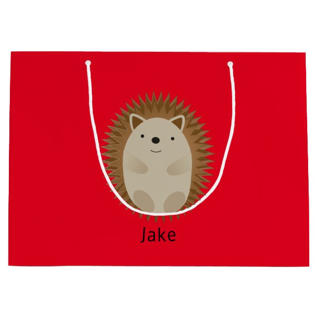 Happy Igel Große Geschenktasche rot Geschenktüte (Vorderseite)