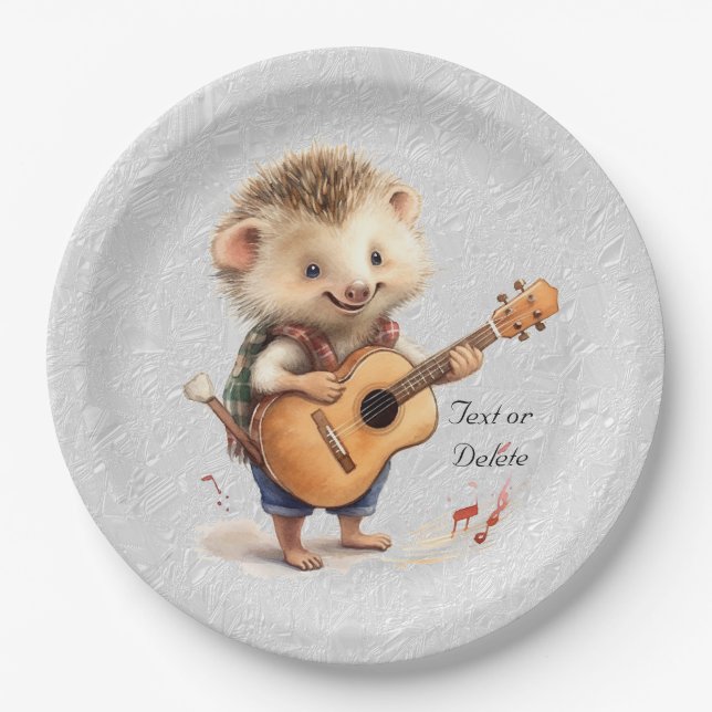 Happy Igel Watercolor Paper Plate Pappteller (Vorderseite)
