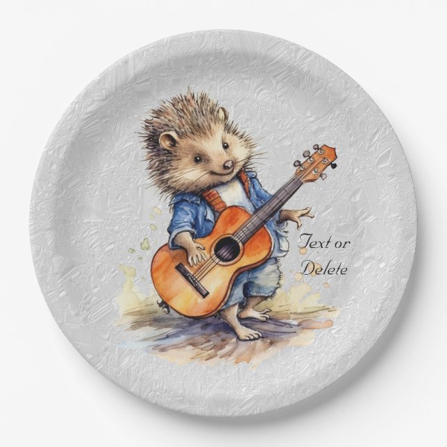 Happy Igel Watercolor Paper Plate Pappteller (Vorderseite)