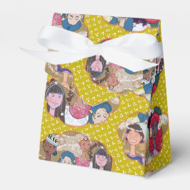 Happy Illustrated Gift Favor Box Geschenkschachtel