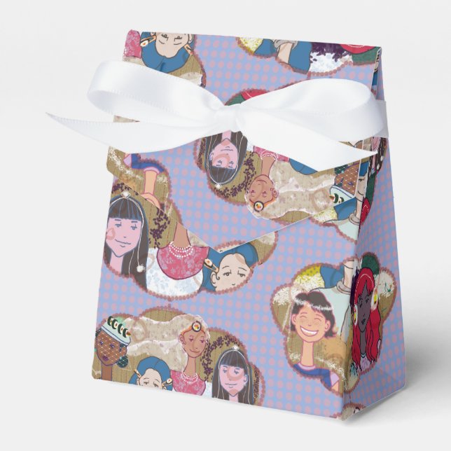 Happy Illustrated Gift Favor Box Geschenkschachtel (Vorderseite)