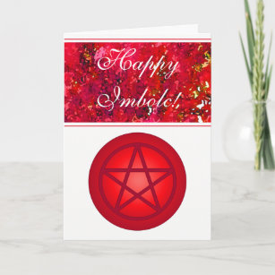 Happy Imbolc Red Pentagramm Feiertagskarte
