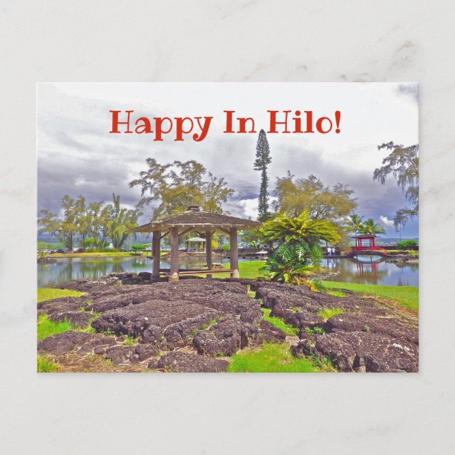 "HAPPY IN HILO" /LILIUOKALANI GARDENS POSTCARD POSTKARTE (Vorderseite)