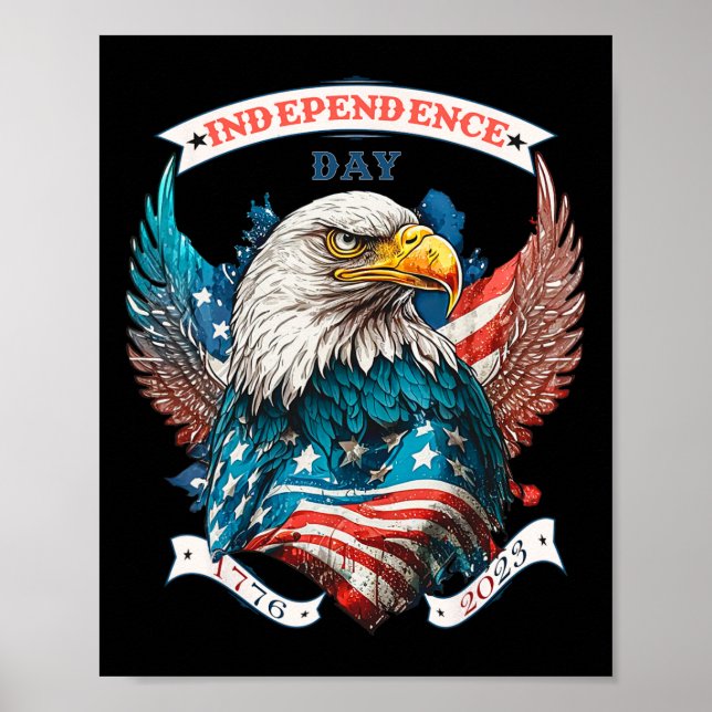 Happy Independence Day American Eagle and US Flag Poster (Vorne)