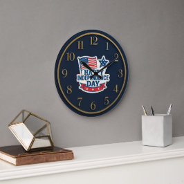 Happy Independence Day American Flag Clock Große Wanduhr