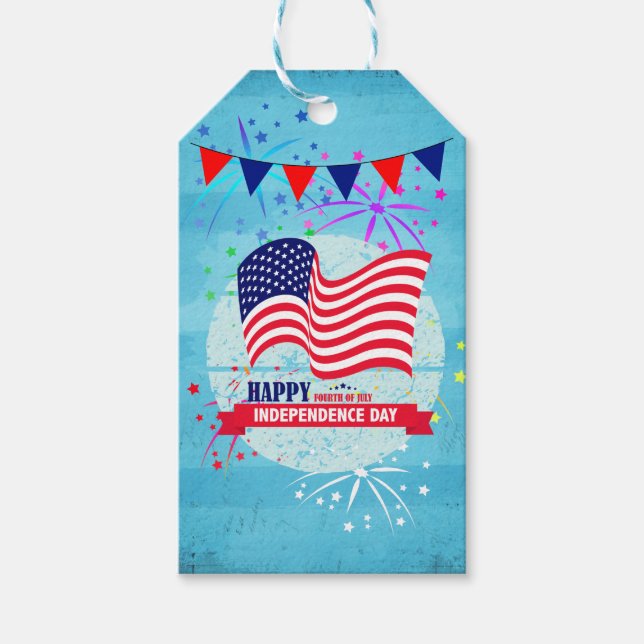 Happy Independence Day American Flag Illustration Geschenkanhänger (Vorderseite)