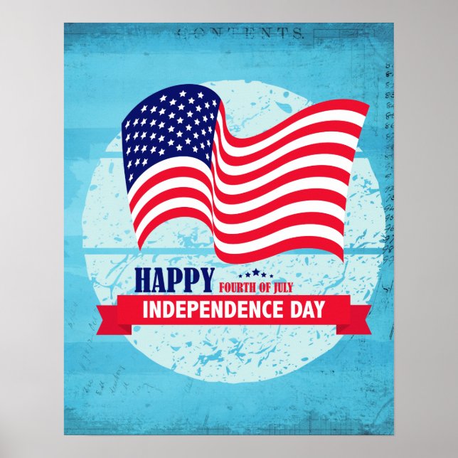 Happy Independence Day American Flag Illustration Poster (Vorne)