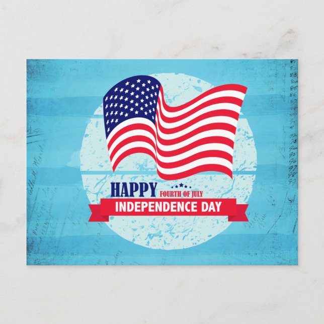 Happy Independence Day American Flag Illustration Postkarte (Vorderseite)