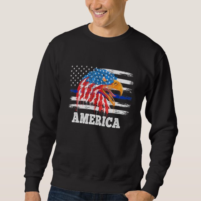 Happy Independence Day Eagle US Flagge Des Sweatshirt (Vorderseite)