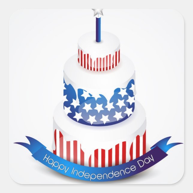 Happy Independence Day Square Sticker (Vorderseite)