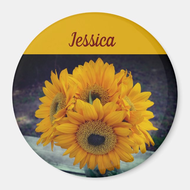 Happy Individuelle Name Sunflowers Magnet (Vorne)