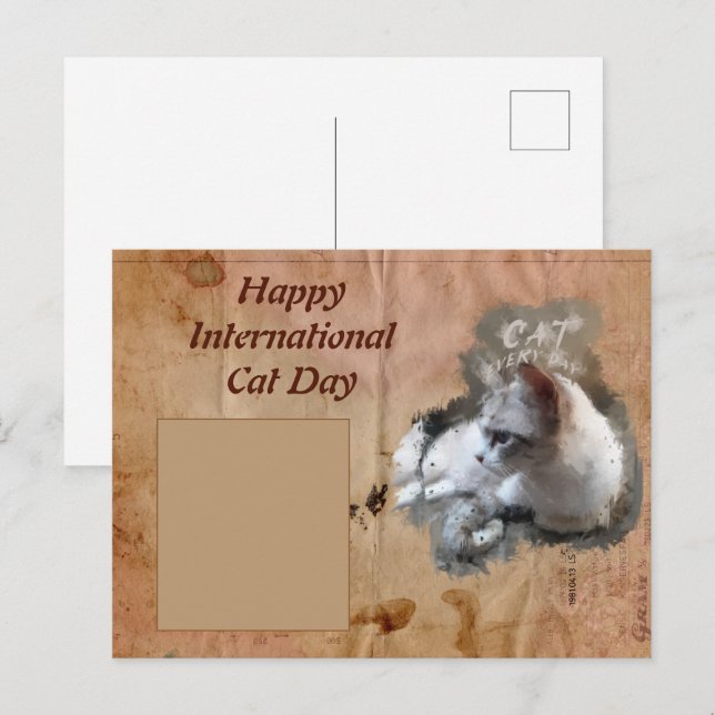 Happy International Cat Day Postcard Postkarte (Vorne/Hinten)