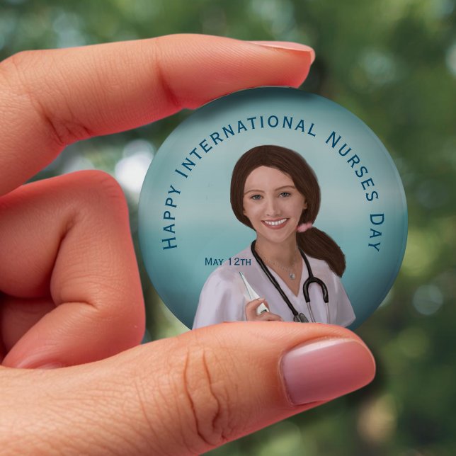 Happy International Nurses Day with Nurse Button (Happy International Nurses Day with Nurse Button)