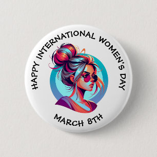 Happy International Women's Day März 8. Button