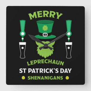 Happy Irish Saint Patrick's Day Australia March 17 Quadratische Wanduhr