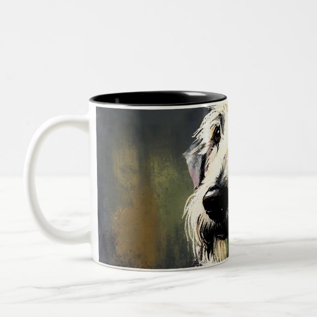 Happy Irish Wolfhound Zweifarbige Tasse (Links)