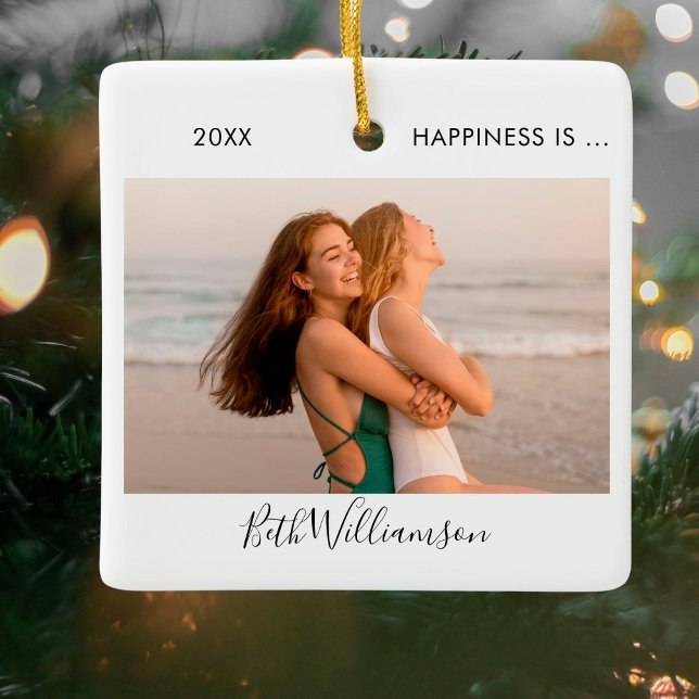 Happy is 2 Foto Friend Signature Script Keramikornament (Von Creator hochgeladen)