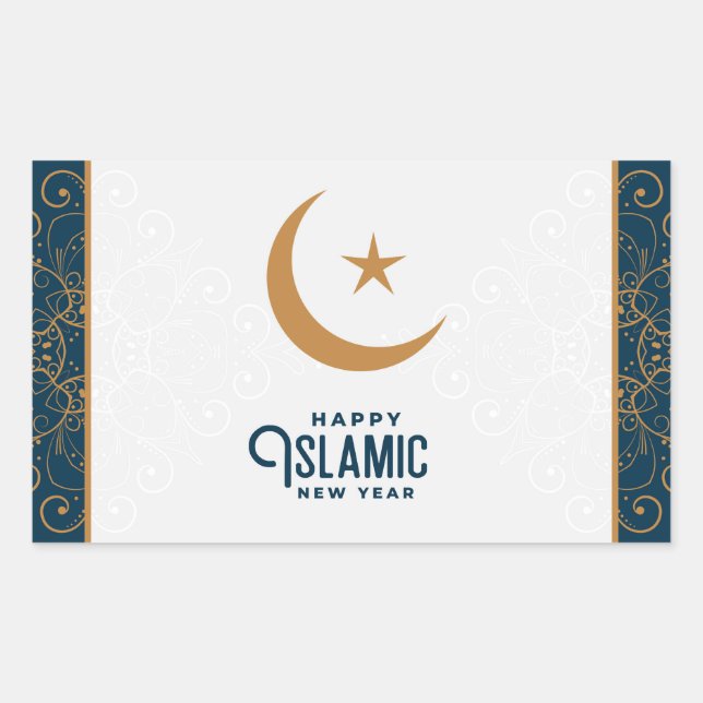 Happy Islamic New Year Rechteckiger Aufkleber (Vorderseite)