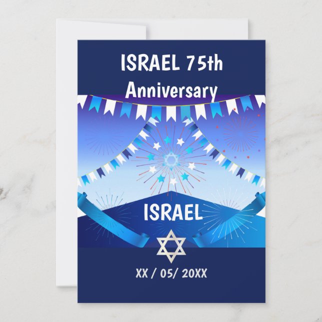 Happy ISRAEL 75. Geburtstag 2023 Einladung (Vorderseite)